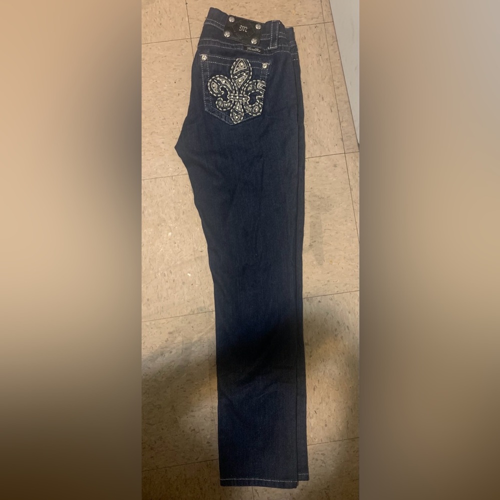 Miss Me Indigo Skinny Mid Rise Jeans with Embellished Pocket